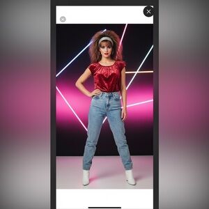 chic boho halloween velvet top, bow tie in the back vixen pink style